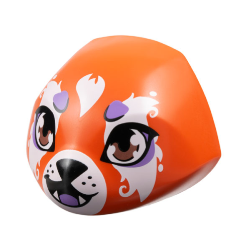 Деталь LEGO 5722pb01 Creature Head Large Smooth with 6 Studs and Axle Holder on Back with Medium Nougat Eyes, White Muzzle and Fur, Black Nose, Medium Lavender Tongue, Spots, and Eye Shadow Pattern