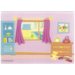 Plastic Part for Set 5940 - Bedroom Backdrop with Shelf, Window with Curtains, Picture of Horse Rider, and Dresser Pattern