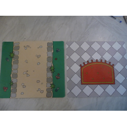 Plastic Part for Sets 3615 and 9131 - Playmat with Dirt Road / Tile Floor with Rug Pattern