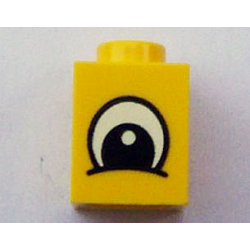 Brick 1 x 1 with Eye Squinting Black and White Plain Pattern