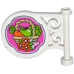Road Sign Round on Pole with Flat Top Attachment with Carrot and Apple in Basket and Flowers Pattern on Both Sides (Stickers) - Set 41108