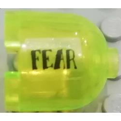 Brick, Round 2 x 2 x 1 2/3 Dome Top with Black 'FEAR' Pattern Model Left Side (Sticker) - Set 7786 Brick, Round 2 x 2 x 1 2/3 Dome Top with Black 'FEAR' Pattern Model Left Side (Sticker) - Set 7786