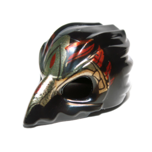 Деталь LEGO 12550pb02 Minifigure, Headgear Mask Bird (Raven) with Gold Beak and Dark Red Markings Pattern
