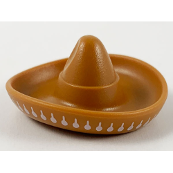 Minifigure, Headgear Hat, Mexican Sombrero with White Maracas Trim Pattern