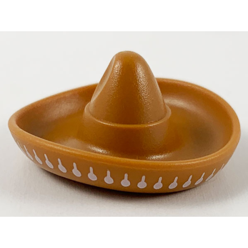 Деталь LEGO 90307pb04 Minifigure, Headgear Hat, Mexican Sombrero with White Maracas Trim Pattern