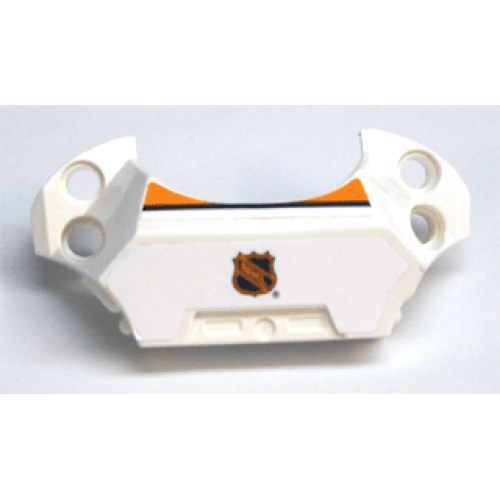 Деталь LEGO 44791pb03 Sports Hockey Chest Protector with NHL Logo and Black, Orange, White Stripes Pattern (Stickers) - Set 3541