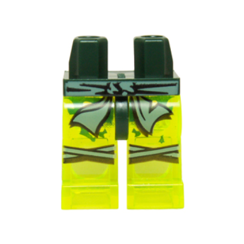 Деталь LEGO 970c16pb03 Hips and Trans-Neon Green Legs with Sand Green Sash and Knee Straps Pattern
