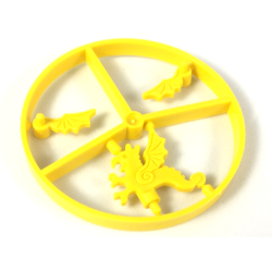 Minifigure, Plume Dragon Wheel, 3 on Sprue - Yellow