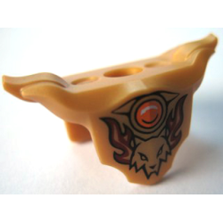 Minifigure Armor Breastplate with Shoulder Pads with Wolf Head, Dark Red Flames, and Orange Round Jewel (Fire Chi) Pattern