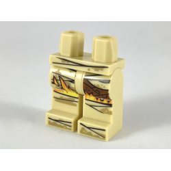 Hips and Legs with Mummy Wrappings, Dark Tan Dirt, Yellow and Orange Flames Pattern Hips and Legs with Mummy Wrappings, Dark Tan Dirt, Yellow and Orange Flames Pattern