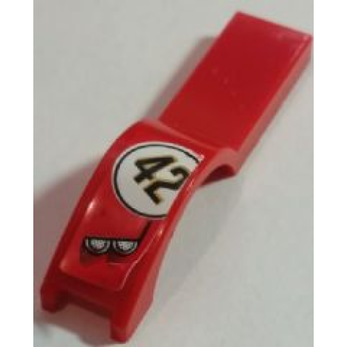 Деталь LEGO 50947pb024L Vehicle, Mudguard 1 x 4 1/2 with Double Headlights and '42' Pattern Model Left Side (Sticker) - Set 8147