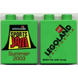 Duplo, Brick 1 x 2 x 2 with Sports Jam Summer 2003 Pattern