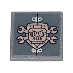 Road Sign 2 x 2 Square with Open O Clip with Copper Crossed Wrenches, Shield, Scribble Cop Head and Rivets Pattern (Sticker) - Set 70840 Road Sign 2 x 2 Square with Open O Clip with Copper Crossed Wrenches, Shield, Scribble Cop Head and Rivets Pattern (Sticker) - Set 70840