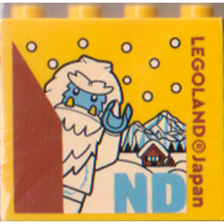 Brick 2 x 4 x 3 with LEGOLAND Japan, Yeti Minifigure, Snow, Mountain, Cottage, and 'ND' Pattern Brick 2 x 4 x 3 with LEGOLAND Japan, Yeti Minifigure, Snow, Mountain, Cottage, and 'ND' Pattern