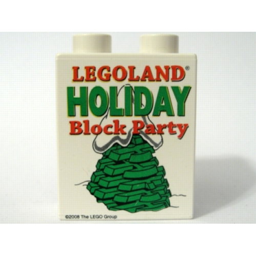 Деталь LEGO 4066pb327 Duplo, Brick 1 x 2 x 2 with Holiday Block Party 2008 Pattern