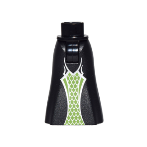 Деталь LEGO 15875c00pb013 Mini Doll Hips and Skirt Full Length with Lime and Silver Diamond Inset Pattern - Thick Hinge