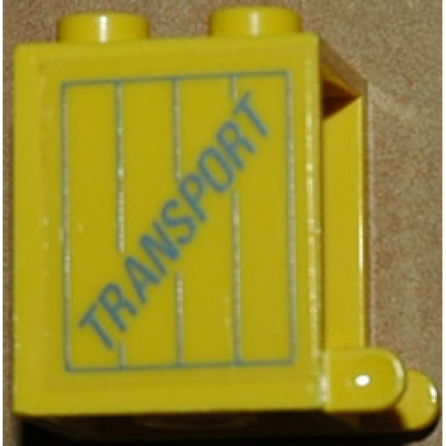 Деталь LEGO 4345apb02 Container, Box 2 x 2 x 2 - Solid Studs with 'TRANSPORT' on Crate Pattern on Both Sides (Stickers) - Set 1552-1