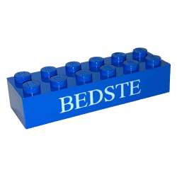 Brick 2 x 6 with White 'BEDSTE' Pattern