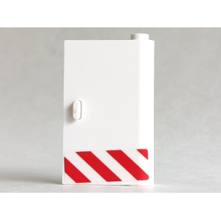 Door 1 x 3 x 4 Right - Open Between Top and Bottom Hinge with Red Danger Stripes Pattern (Sticker) - Set 60023