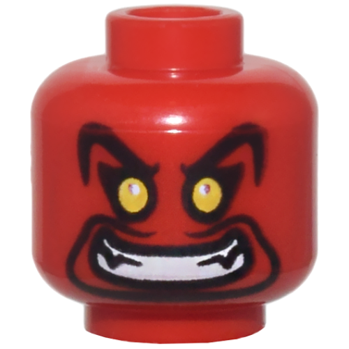 Деталь LEGO 3626pb3378 Minifigure, Head Alien Large Black Eyebrows, Goatee, Yellow Eyes, and Open Mouth Evil Grin Pattern