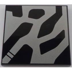 Tile 4 x 4 with Silver Markings Pattern Model Left Side (SW Kylo Ren Helmet)