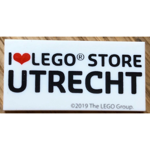 Деталь LEGO 87079pb0642 Tile 2 x 4 with ‘I Heart LEGO STORE UTRECHT' Pattern