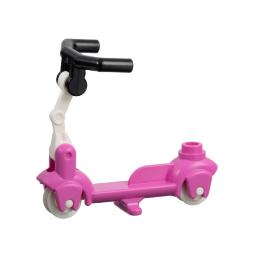 Деталь LEGO 36273c04 Kick Scooter with White Wheels, White Steering Link, and Black Angular Handlebars (36273 / 3464 / 30377 / 98397)