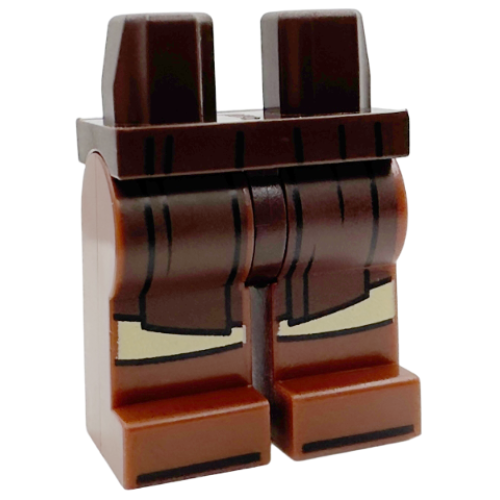 Деталь LEGO 970c88pb23 Hips and Reddish Brown Legs with SW Dark Brown Jedi Robe Ends and Tan Shirt Tail Pattern