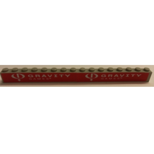 Деталь LEGO 2465pb20 Brick 1 x 16 with White Gravity Games Logo Pattern (Stickers) - Set 3537