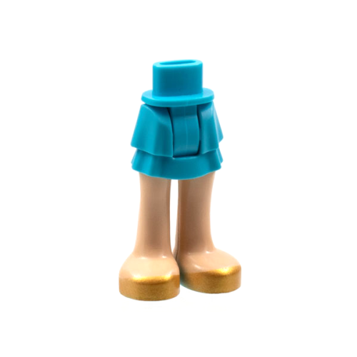 Деталь LEGO 92250c00pb31 Mini Doll Hips and Skirt Layered, Light Nougat Legs and Gold Shoes Pattern - Thick Hinge