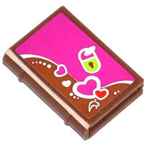 Деталь LEGO 33009pb046 Minifigure, Utensil Book 2 x 3 with Hearts and Lime Lock Pattern (Sticker) - Set 41039