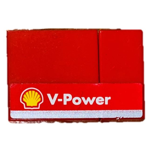 Деталь LEGO BA188pb02R Stickered Assembly 3 x 2 with Shell 'V-Power' Pattern Model Right Side (Sticker) - Set 8142-2 - 1 Tile 1 x 2, 1 Tile 2 x 2