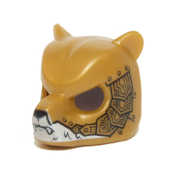 Minifigure, Headgear Mask Bear with White Face and Gold Scaled Armor Pattern Minifigure, Headgear Mask Bear with White Face and Gold Scaled Armor Pattern