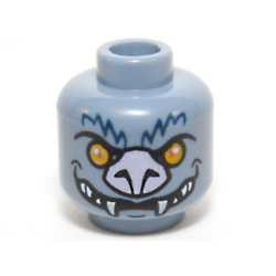Minifigure, Head Alien Chima Bat with Bright Light Orange Eyes, Lavender Nose, Dark Blue Fur Lines, and White Fangs Pattern