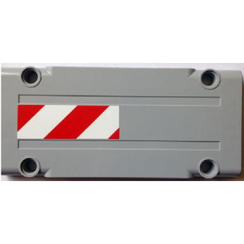 Деталь LEGO 64782pb001R Technic, Panel Plate 5 x 11 x 1 with Red and White Danger Stripes Pattern Model Right Side (Sticker) - Set 8110