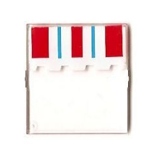 Деталь LEGO 4448pb05 Glass for Window 4 x 4 x 3 Roof with Stripes Blue and Red on Scalloped Shade Pattern (Sticker) - Sets 6349 / 6370 / 6592