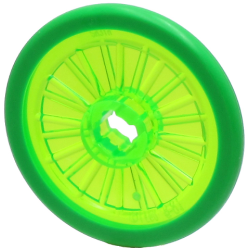 Wheel Wheelchair with Molded Bright Green Hard Rubber Tire Pattern Wheel Wheelchair with Molded Bright Green Hard Rubber Tire Pattern