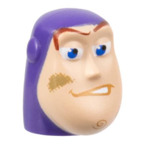 Деталь LEGO 88062pb02 Minifigure, Head, Modified Buzz Lightyear with Dirt Stains Pattern