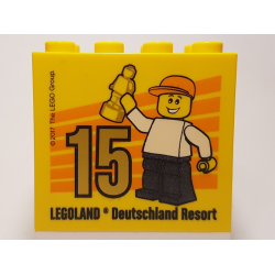 Brick 2 x 4 x 3 with Besuchsmeister 15 Gold 2017 Legoland Deutschland Resort Pattern