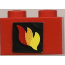 Brick 1 x 2 with Classic Fire Logo Pattern (Sticker) - Sets 4025 / 6685 Brick 1 x 2 with Classic Fire Logo Pattern (Sticker) - Sets 4025 / 6685