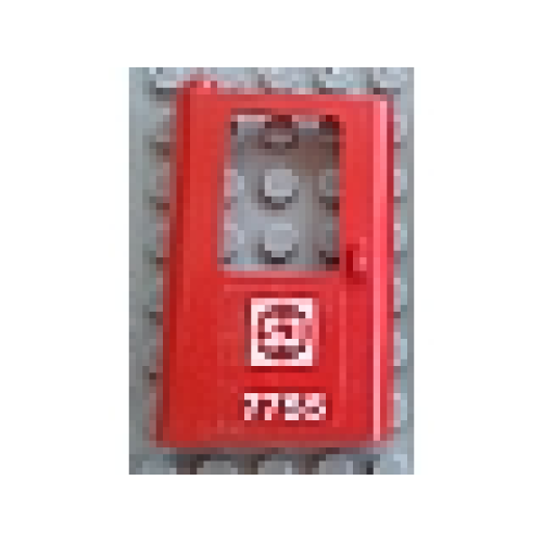 Деталь LEGO 4181pb046 Door 1 x 4 x 5 Train Left, Thin Support at Bottom with Swedish 'SJ 7755' Pattern (Sticker) - Set 7755