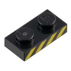 Plate 1 x 2 with Yellow Danger Stripes Pattern Plate 1 x 2 with Yellow Danger Stripes Pattern