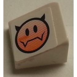 Slope 30 1 x 1 x 2/3 with Evil Smiley Pattern Model Right Side (Sticker) - Set 8154