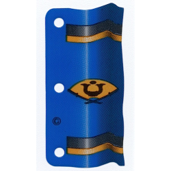 Plastic Part for Sets 4805, 6013, 6083-2, 6089 and 6093 - Blue Flag with Black and Gold Stripes and Fan with Crossed Katanas, Horns and Dot Pattern