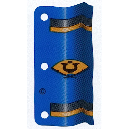 Деталь LEGO multipls18 Plastic Part for Sets 4805, 6013, 6083-2, 6089 and 6093 - Blue Flag with Black and Gold Stripes and Fan with Crossed Katanas, Horns and Dot Pattern