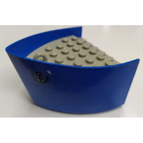 Деталь LEGO x145c01pb03 Boat, Hull Smooth Bow 5 x 6 x 3 1/3 with Light Gray Deck with Black Anchor Pattern on Both Sides (Stickers) - Set 315-2