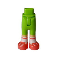 Mini Doll Hips and Trousers with Back Pockets with Molded Medium Tan Lower Legs / Boots and Printed Coral Shoes and White Socks Pattern - Thin Hinge