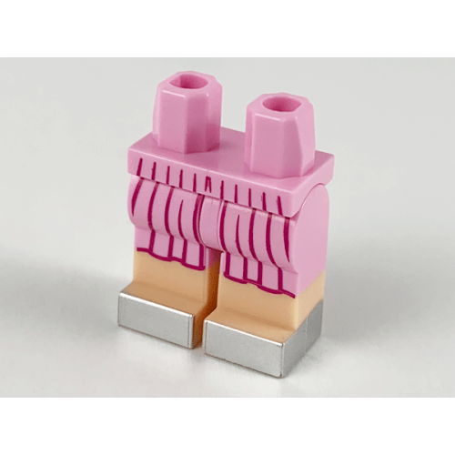 Деталь LEGO 970c00pb1116 Hips and Legs with Skirt, Dark Pink Pleats, Light Nougat Legs and Silver Shoes Pattern