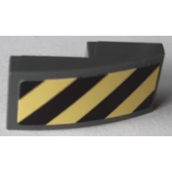 Slope, Curved 2 x 1 x 2/3 with Black and Bright Light Yellow Danger Stripes Pattern Side B (Sticker) - Sets 60214 / 60215