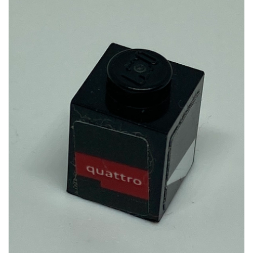 Деталь LEGO 3005pb043R Brick 1 x 1 with 'quattro' and White Trapezoid on Adjacent Sides Pattern Model Right Side (Stickers) - Set 75872